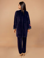 Thumbnail for trueBrowns Purple Velvet Embroidered Co-ord Set