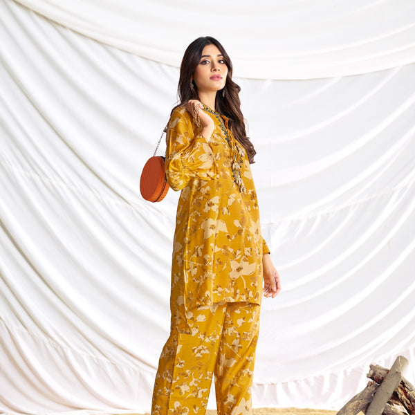 BulBul Preha Mustard Chanderi Co-Ord Set