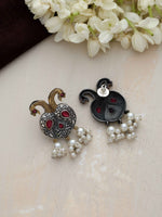 Thumbnail for trueBrowns Silver Gold Tone Peacock Stud Earrings - Distacart