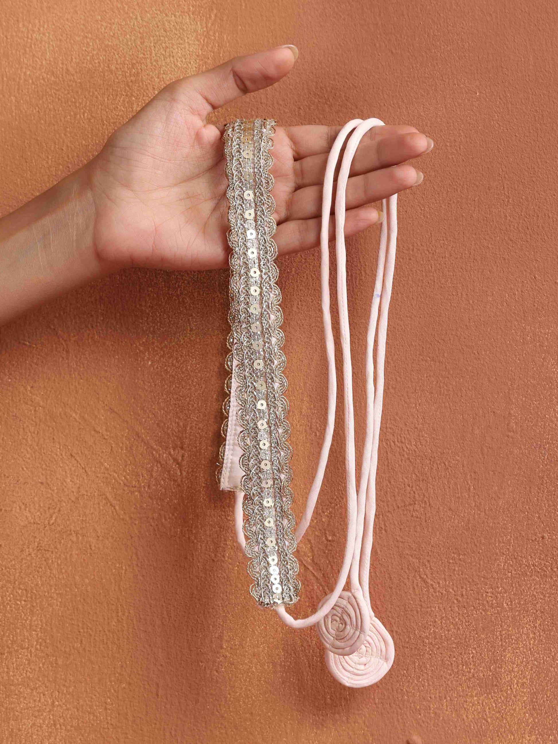 trueBrowns Light Gold Embellished Belt - Distacart
