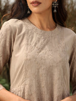 Thumbnail for trueBrowns Khaki Cotton Embroidered Co-ord Set