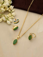 Thumbnail for trueBrowns Gold Tone Green Stone Pendant Set - Distacart