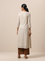 Thumbnail for trueBrowns Linen Beige Textured Slit Kurta Pant Set - Distacart