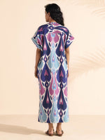 Thumbnail for trueBrowns Blue Cotton Ikat Oversized Dress - Distacart