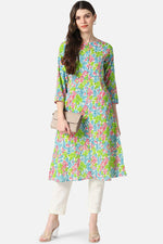 Thumbnail for Ahika Multi Colored Floral Rayon Blend A-line shape Printed Kurta