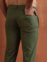 Thumbnail for trueBrowns Men's Olive Green Cotton Twill Pants