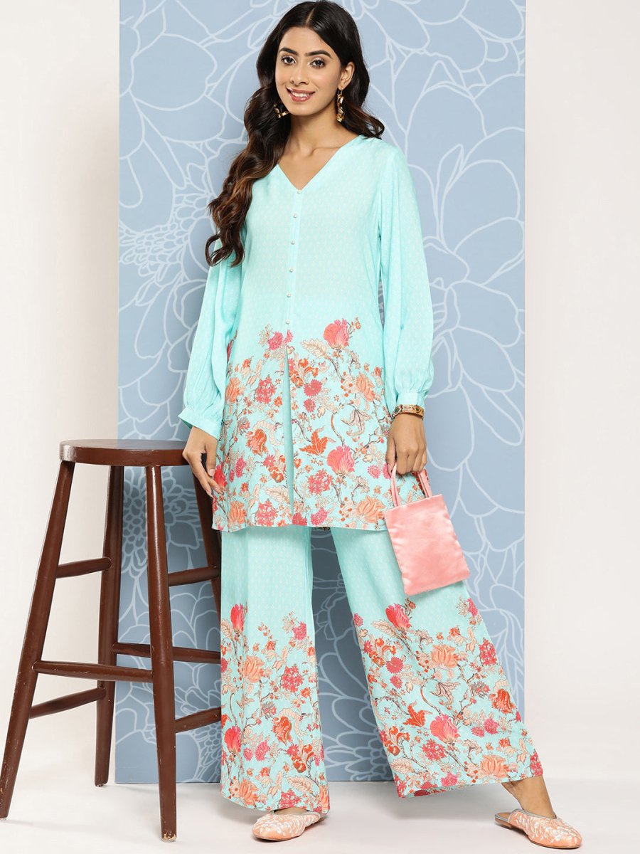 Ahalyaa Floral Printed Ethnic Co-Ords - Distacart