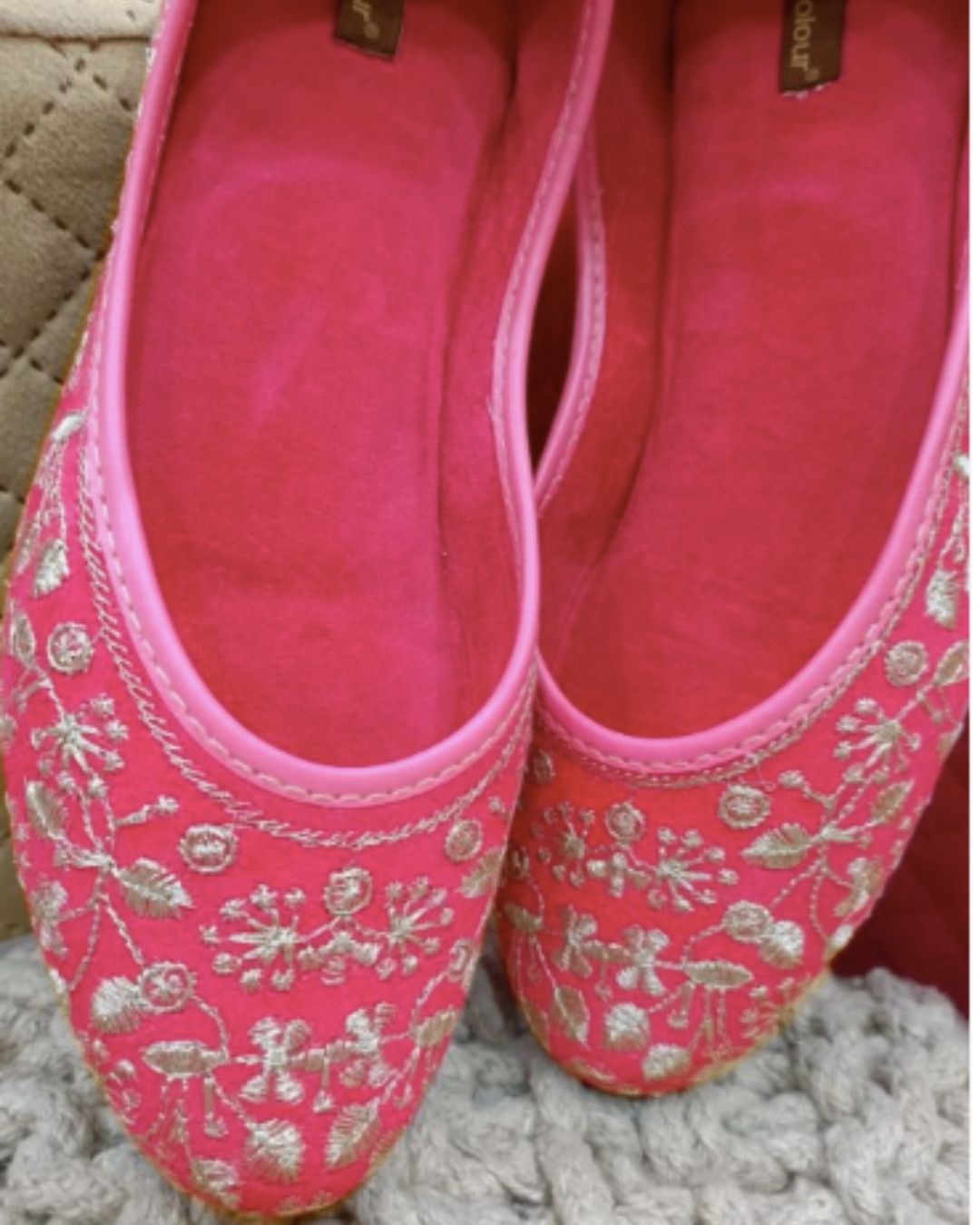 Desi Colour Women Indian Ethnic Footwear-Cushioned Pink Emb - Distacart