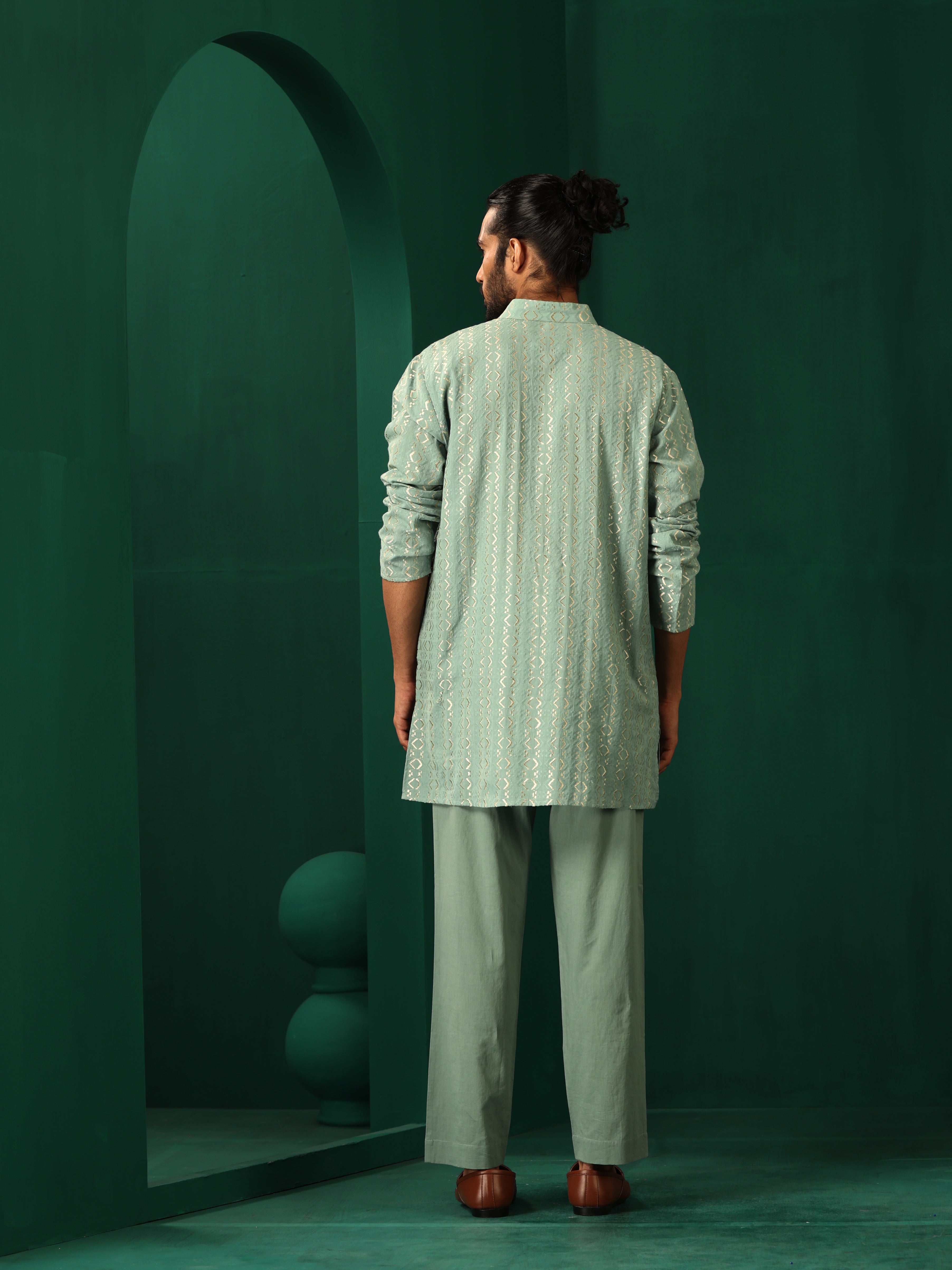 trueBrowns Men's Mint Green Dobby Co-ord Set - Distacart