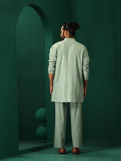trueBrowns Men's Mint Green Dobby Co-ord Set - Distacart