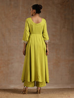 Thumbnail for trueBrowns Lime Modal Satin Anarkali Set - Distacart