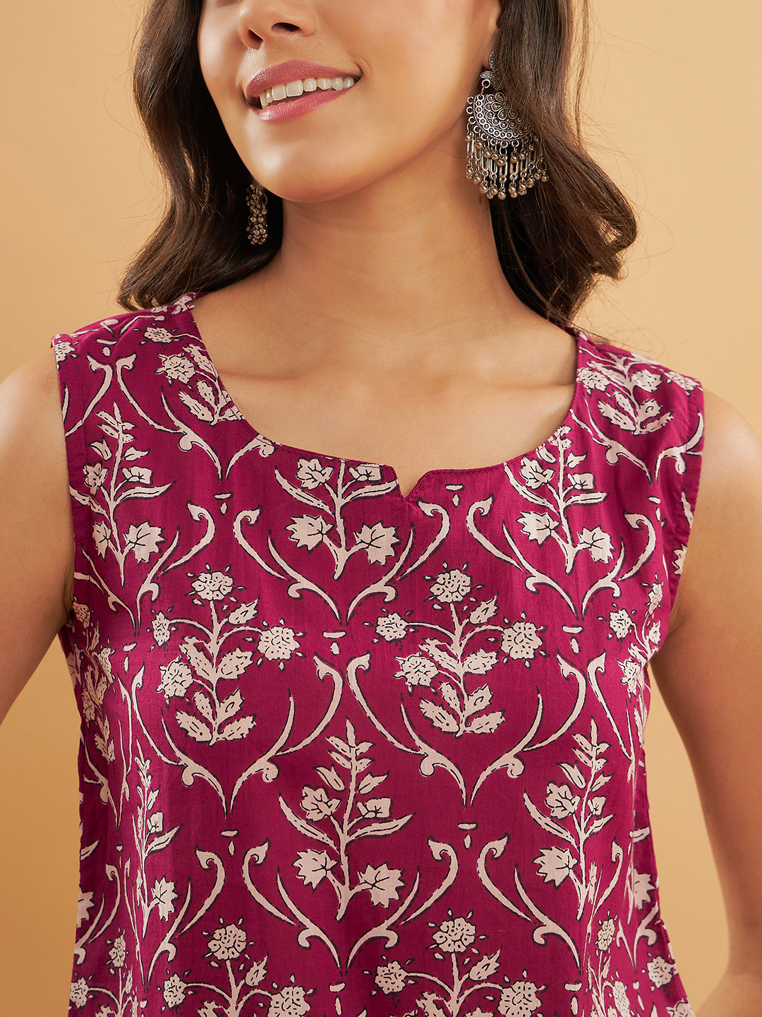 InWeave Wine Cream Floral Print W/U Top