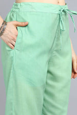 Thumbnail for Ahika Lime Green Poly Chanderi Straight Kurta Pant With Dupatta