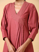 Thumbnail for trueBrowns Cotton Linen Rust Red Kurta Pant Set - Distacart