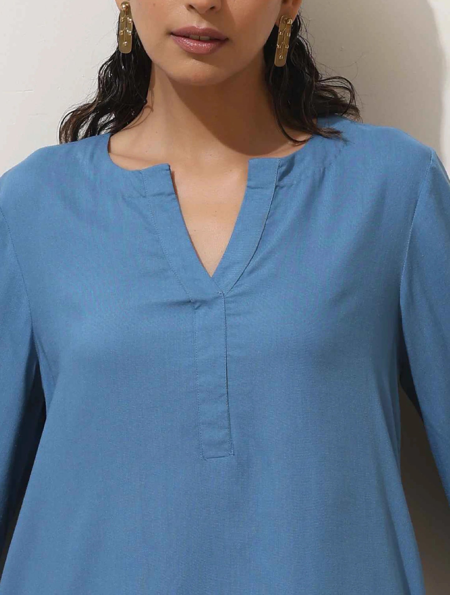 trueBrowns Blue Viscose Co-ord Set - Distacart