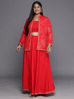 Thumbnail for Ahalyaa Plus Size Ethnic Top & Skirt with Shrug - Distacart