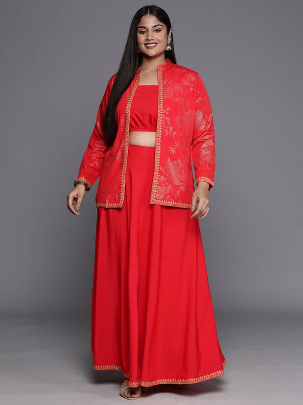 Ahalyaa Plus Size Ethnic Top & Skirt with Shrug - Distacart