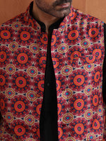 Thumbnail for trueBrowns Men's Beige Printed Nehru Jacket