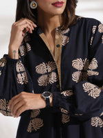 Thumbnail for trueBrowns Black Cotton Print Short Dress