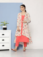Thumbnail for Ahalyaa Women Pink Floral Gotta Patti Kurta with Trousers - Distacart