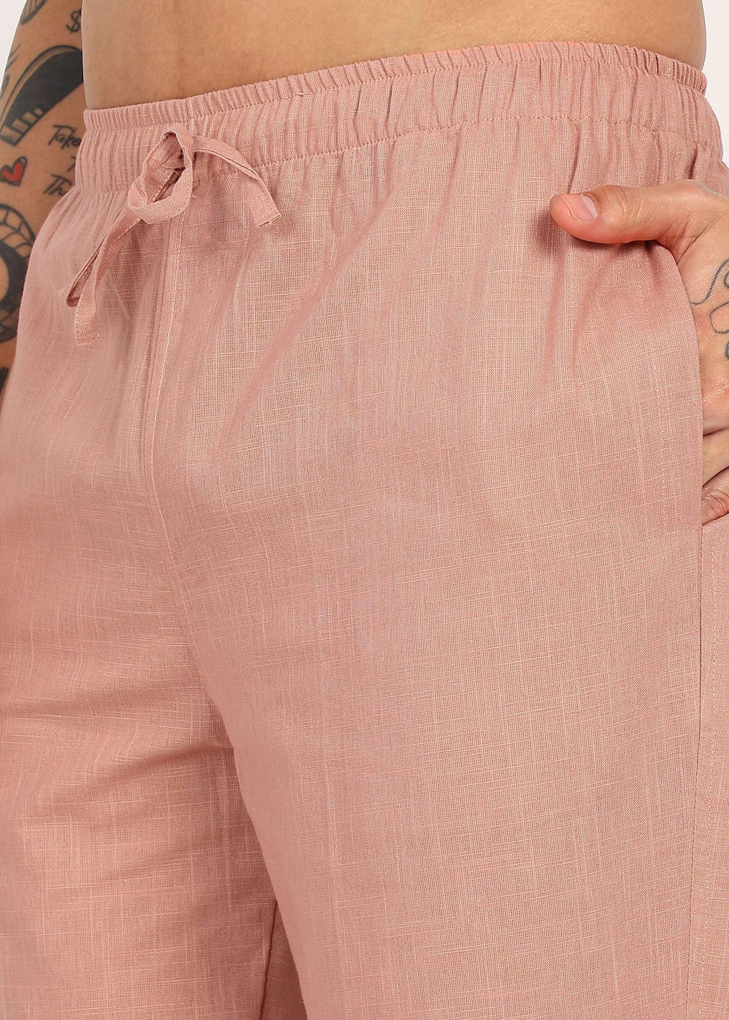 Fabmade Men’S Peach Linen Pyjama - Distacart