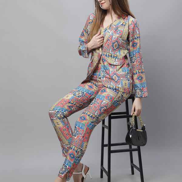 Jainish Women's WoDigital Printed Crop Top and Jacket Set - Multi - Distacart