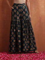 Thumbnail for trueBrowns Green Foil Print Sharara Set
