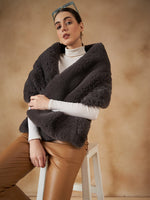 Thumbnail for InWeave Slaty Grey Long Faux Fur Cape