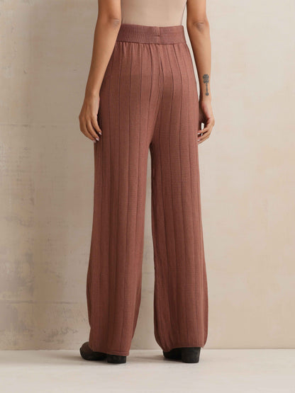 trueBrowns Peach Woollen Flared Pants - Distacart