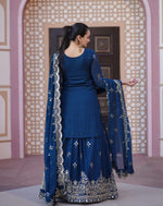 Thumbnail for Yash Enterprise Latest Embroidery Sequence Blue Readymade Salwar Suit