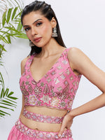 Thumbnail for House of Panchhi Lime Green Chiffon Sequins And Thread Embroidery Lehenga Choli & Dupatta - Distacart
