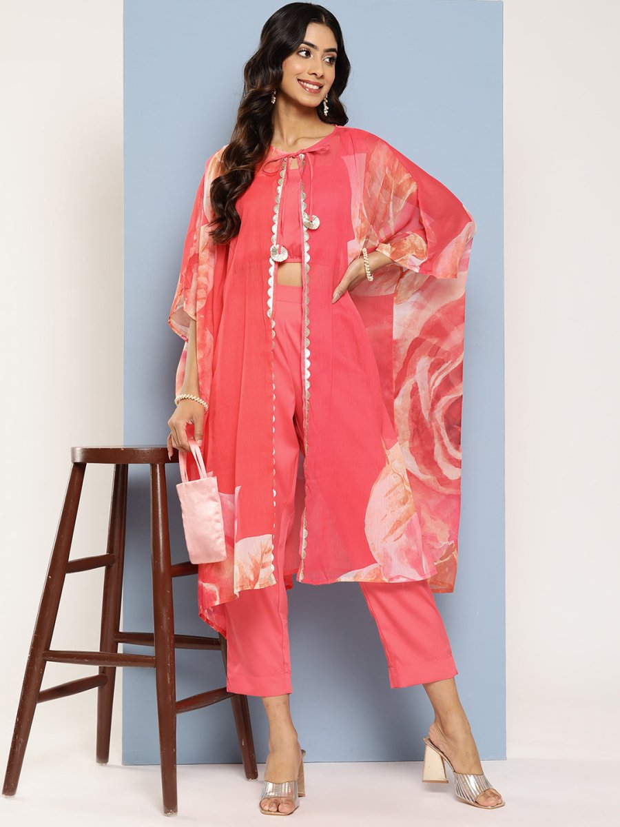 Ahalyaa Women Top with Palazzos & Shrug - Distacart