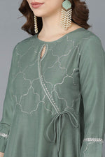 Thumbnail for Ahika Teal Poly Silk Embroidered Kurta Trousers With Dupatta