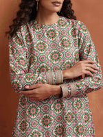 Thumbnail for trueBrowns Off White Geometric Print Sharara Set - Distacart