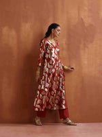 Thumbnail for trueBrowns Rust Metallic Angrakha Kurta Set