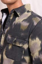 Thumbnail for Xkind Light Green Printed Denim Shacket