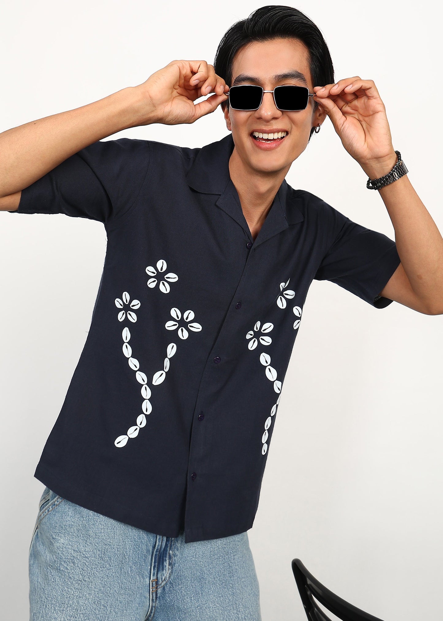 Fabmade Midnight Bloom Linen Shirt - Distacart