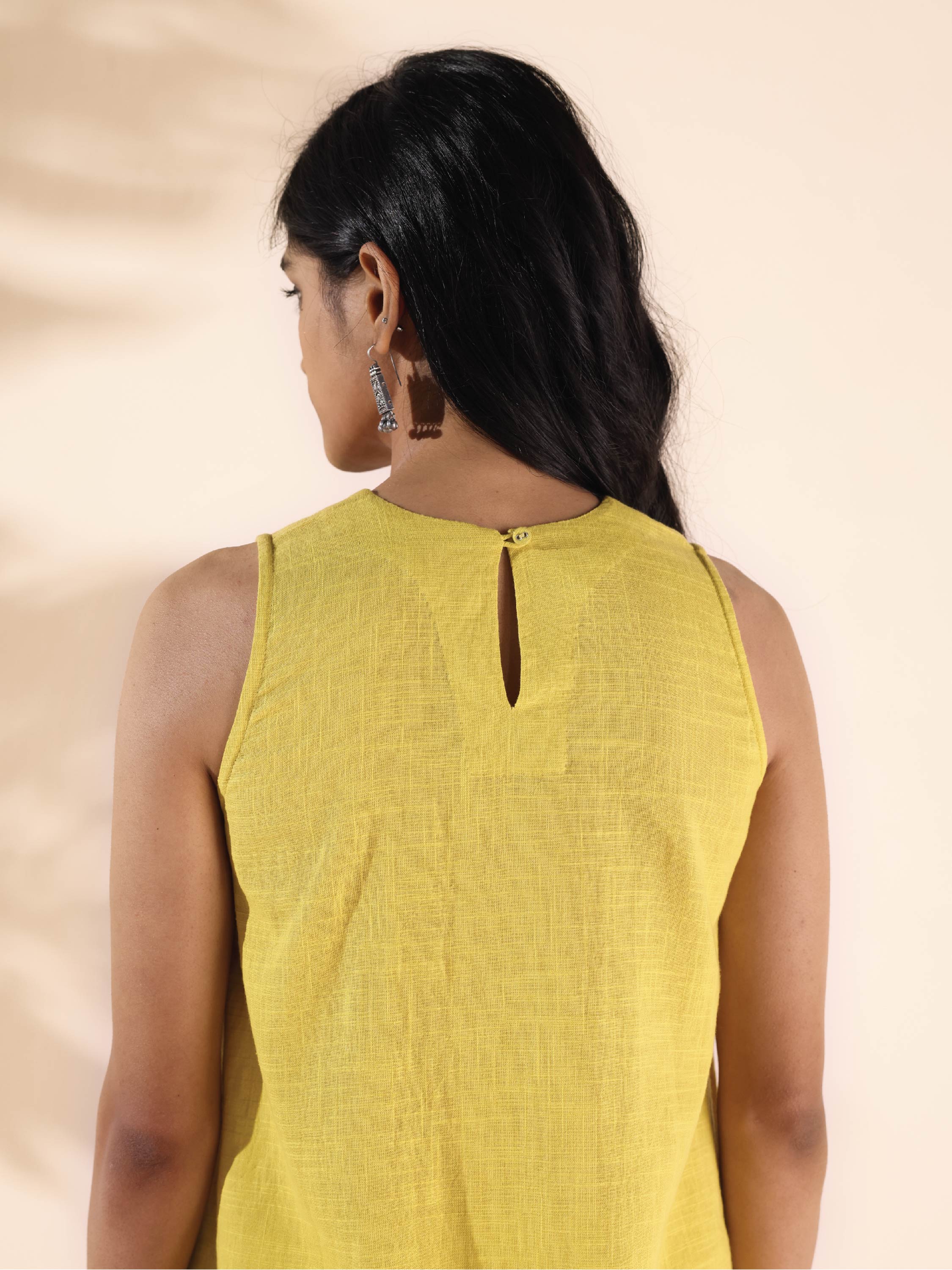 trueBrowns Lime Cotton Sleeveless Co-ord Set - Distacart