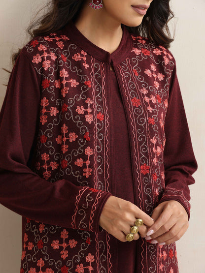 trueBrowns Purple Kashmiri Woollen Jacket 3pc Set - Distacart