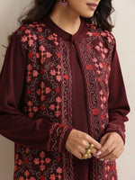 Thumbnail for trueBrowns Purple Kashmiri Woollen Jacket 3pc Set