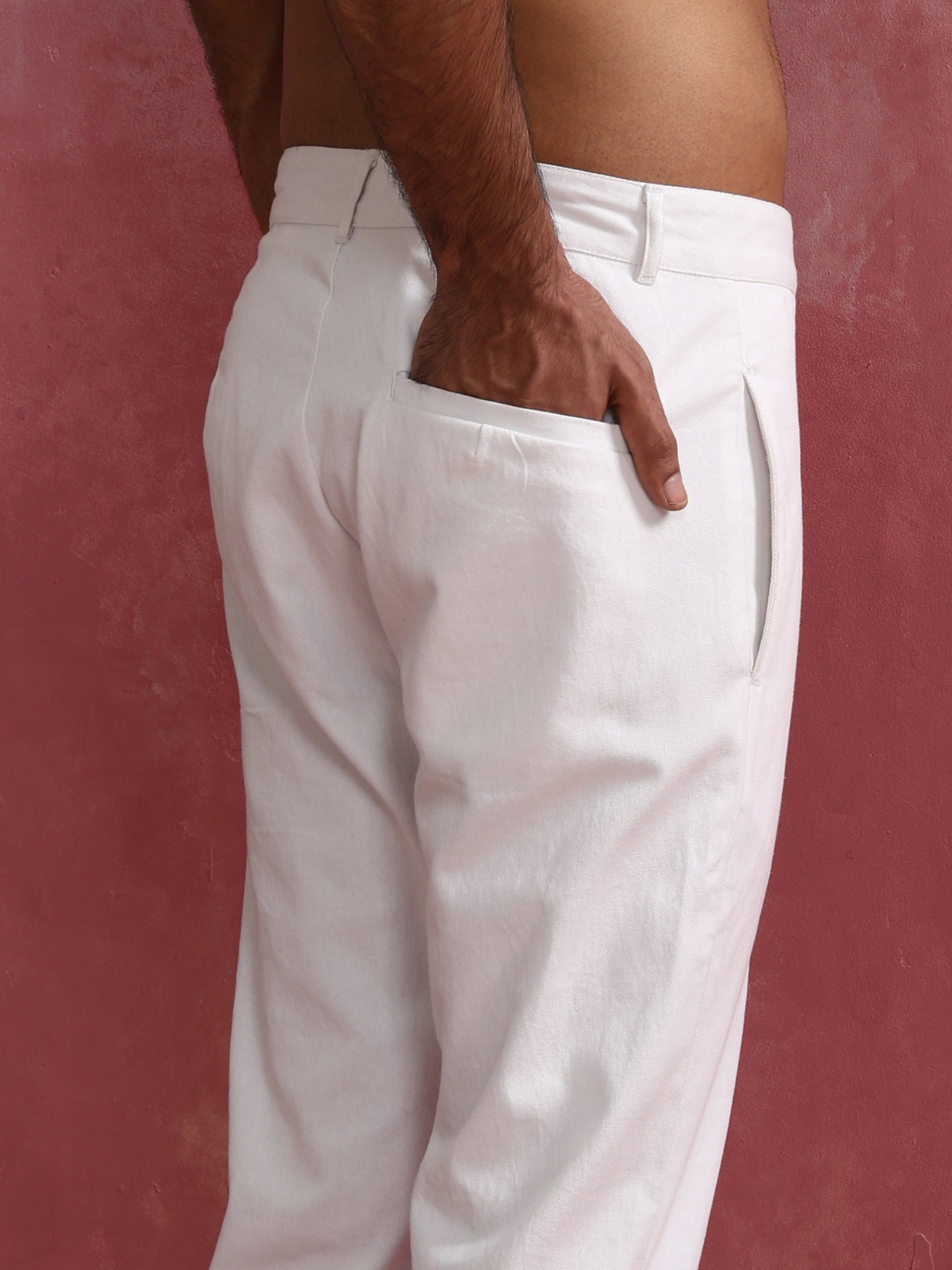 trueBrowns Men's White Cotton Twill Pants - Distacart