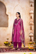 Thumbnail for BulBul Rashmi Fuschia Kurta Set with Dupatta