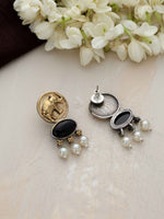Thumbnail for trueBrowns Gold Elephant Embossed Dangle Earrings - Distacart