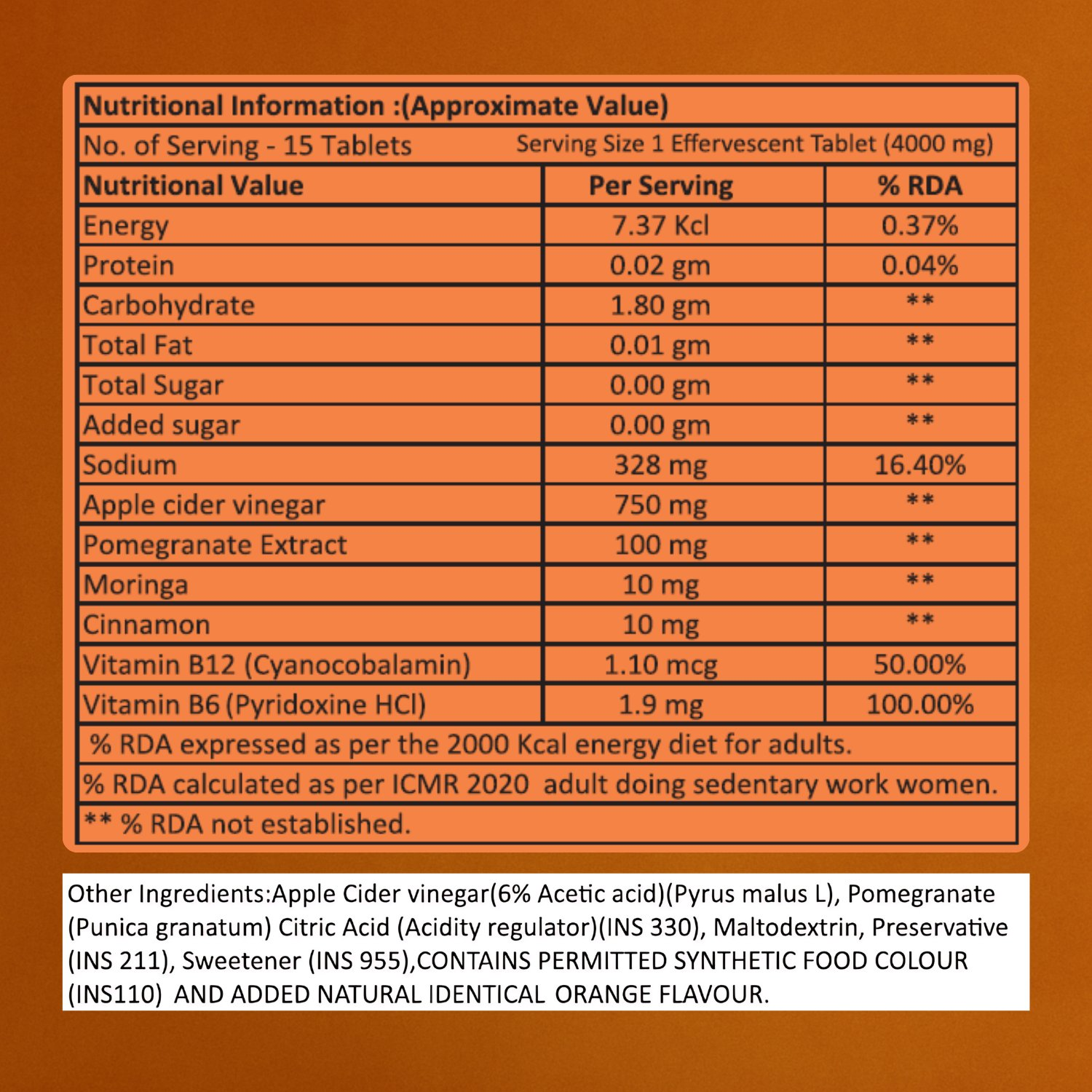 BOOSTIQ ACV Moringa & Cinnamon Effervescent Tablets - Orange Flavour - Distacart