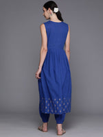 Thumbnail for Ahalyaa Floral Printed High Slit Gotta Patti Pure Cotton Kurta with Harem Pants - Distacart