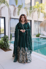 Thumbnail for Anaita Emerald Silk Readymade Anarkali Suit with Embroidery & Sequence Work - Dista