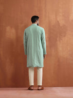 Thumbnail for trueBrowns Men's Green Cotton Dobby Kurta