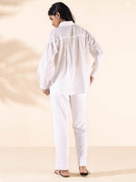 Thumbnail for trueBrowns White Cotton Shirt Co-ord Set - Distacart
