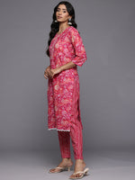 Thumbnail for Varanga Women Floral Jaipuri Printed Lace Detaled Kurta Set With Dupatta - Distacart