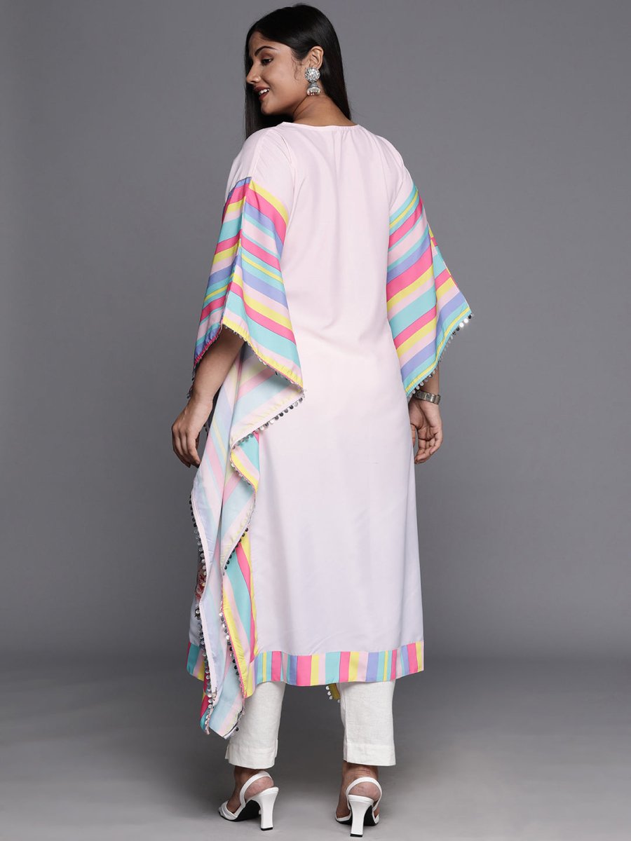 Ahalyaa Printed Plus Size Flared Sleeves Sequined Crepe Kaftan Kurta - Distacart